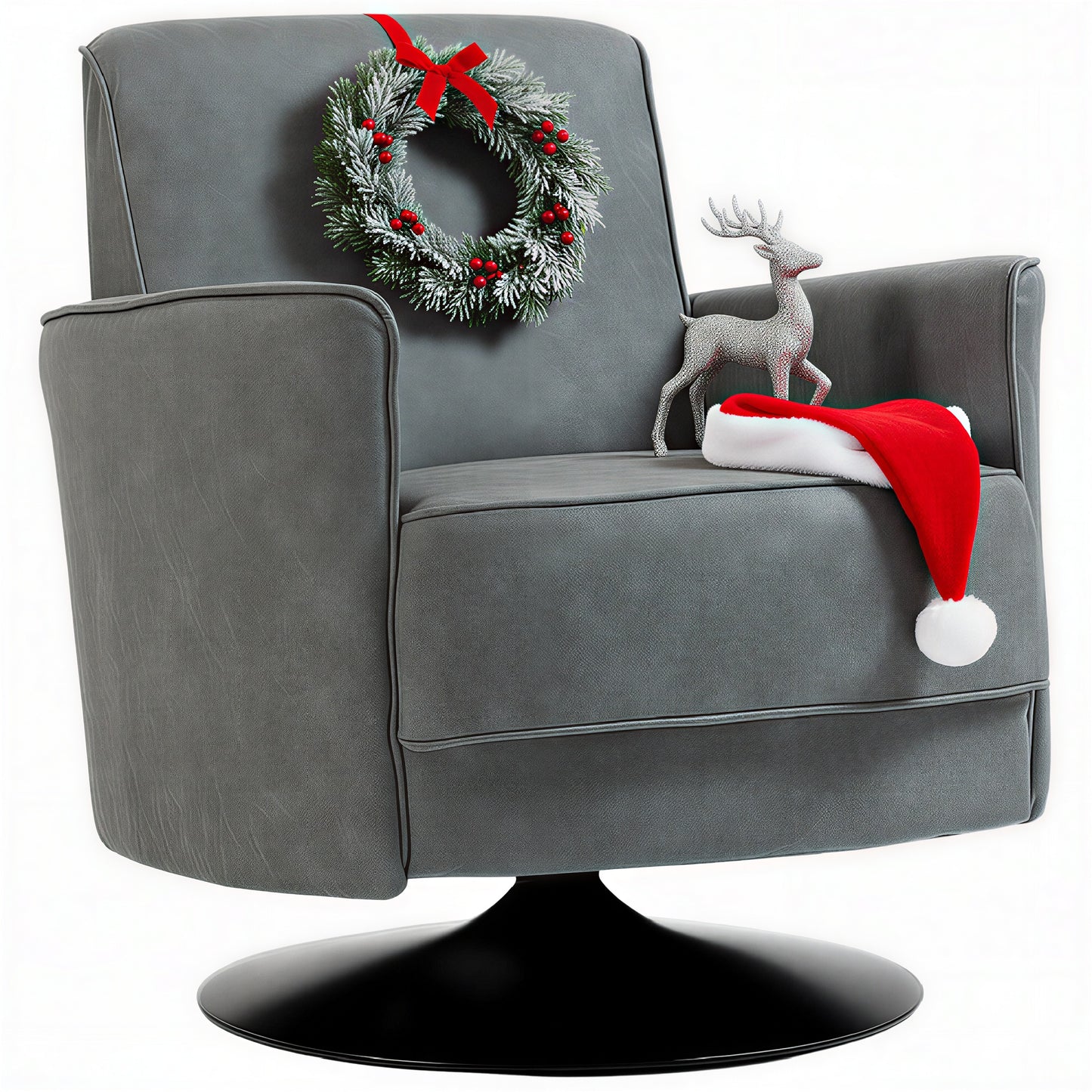 Upholstered PU Leather Armchair for Living Room, Grey