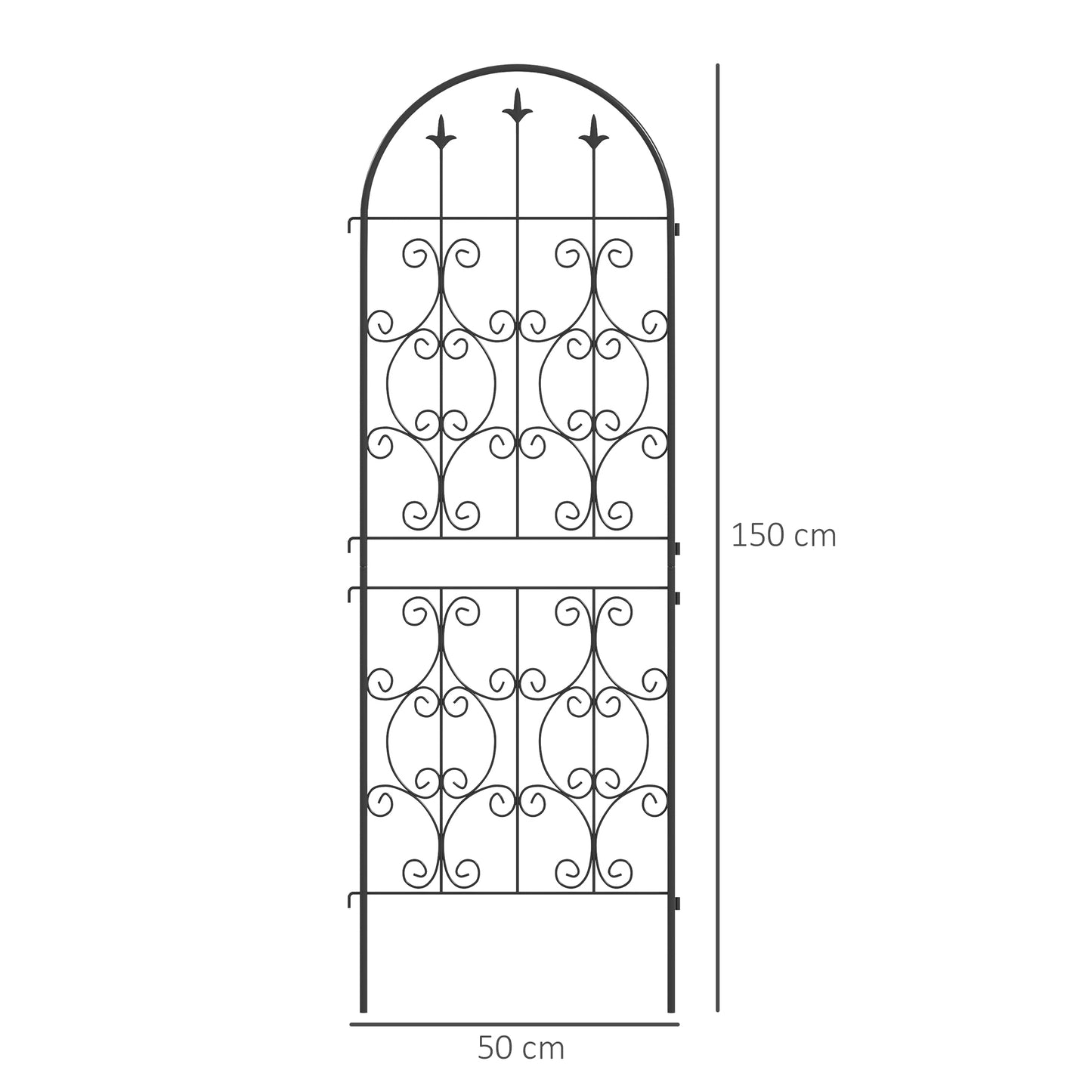 Set of 2 Metal Garden Trellis, Outdoor Trellis Panels, 150 x 50 cm