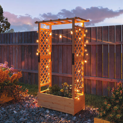 Raised Bed for Garden with Trellis, 110 x 44 x 181 cm, Natural