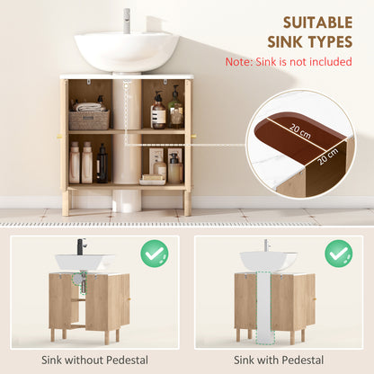Under Sink Bathroom Cabinet for Basin without or with Pedestal, Oak