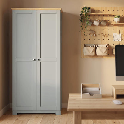 172cm Wooden Storage Cabinet Cupboard With 4 Shelves Grey