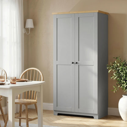 172cm Wooden Storage Cabinet Cupboard With 4 Shelves Grey