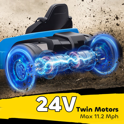 24V Electric Go Kart with Drift Mode, Adjustable Seat, Blue