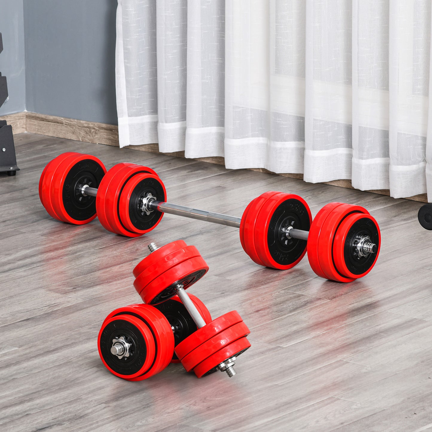 30KGS Dumbbell & Barbell  Adjustable Ergonomic Set Exercise in Home Gym