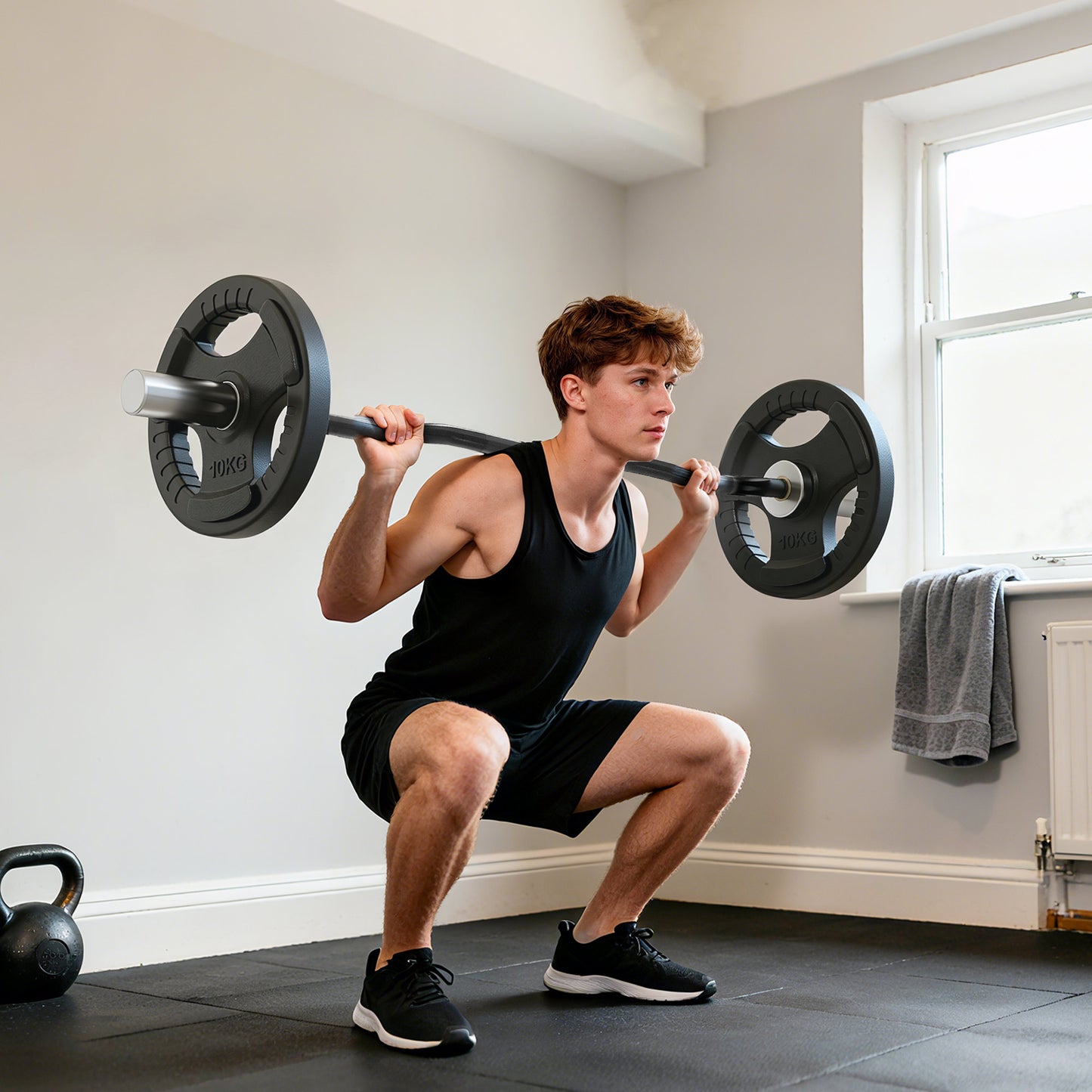 4ft Olympic EZ Curl Bar, Barbell Bar for 2" Weight Plates