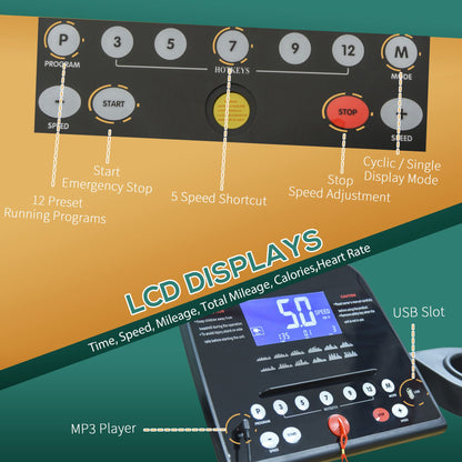 2.5HP Motorise Treadmill Machine MP3 & USB Player w/ 5 Preset Programs