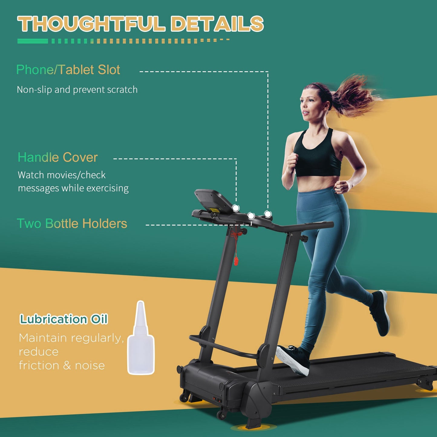 2.5HP Motorise Treadmill Machine MP3 & USB Player w/ 5 Preset Programs