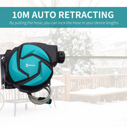 10M Water Hose Reel Compact Garden Patio Car Locking Auto Retract Spray