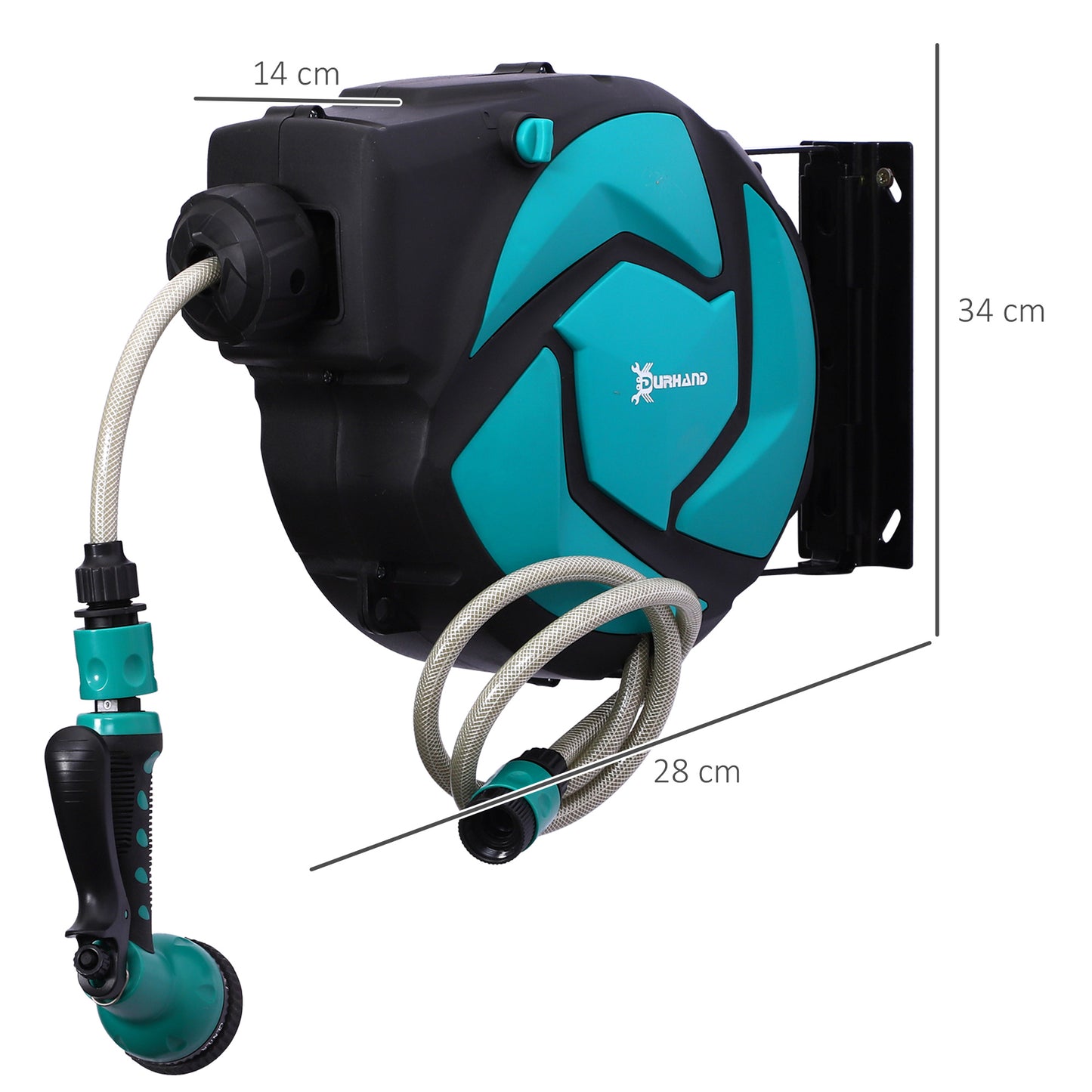 10M Water Hose Reel Compact Garden Patio Car Locking Auto Retract Spray