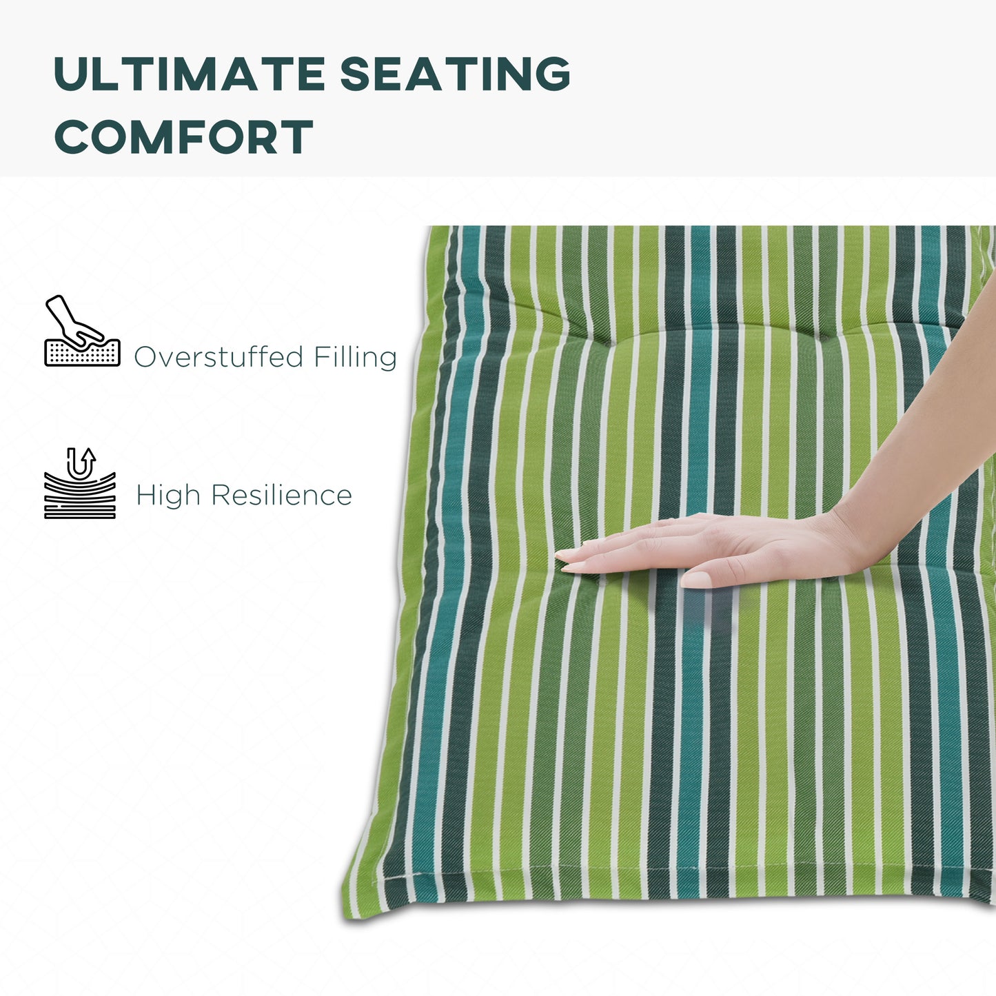 2 Pieces Replacement Cushions for Garden Bench, with Strips, Green