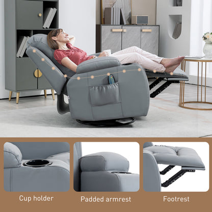 Manual Recliner Chair with 8 Vibration & Heat, Light Grey