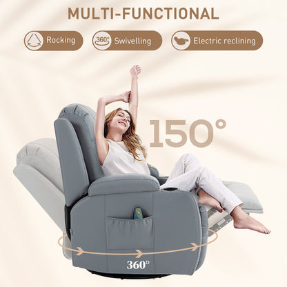 Manual Recliner Chair with 8 Vibration & Heat, Light Grey