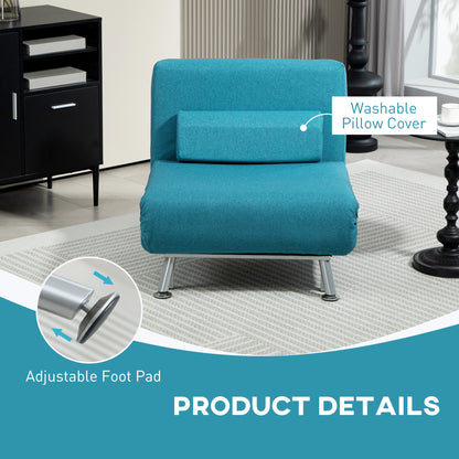 Folding 5 Position Convertible Sleeper Chair Bed Dark Blue