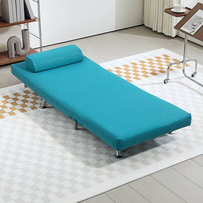 Folding 5 Position Convertible Sleeper Chair Bed Dark Blue