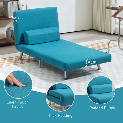 Folding 5 Position Convertible Sleeper Chair Bed Dark Blue