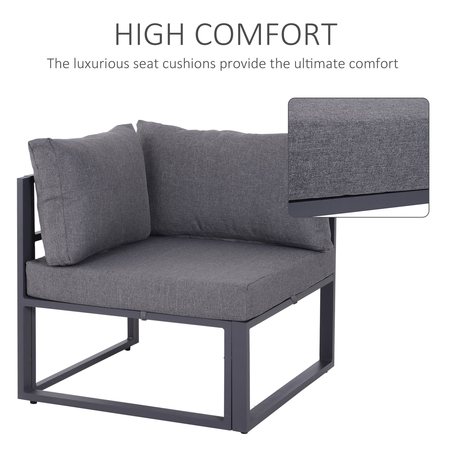 6Pcs Outdoor Sectional Sofa Set Conversation Aluminum Frame w/ Cushion