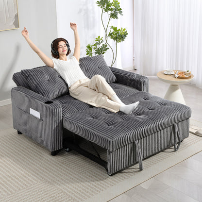 2 Seater Sofa Bed, Click Clack Pull Out Bed Settee, Charcoal Grey