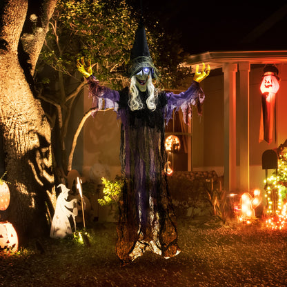Voice Activated Halloween Animatronics Hanging Witch, Purple