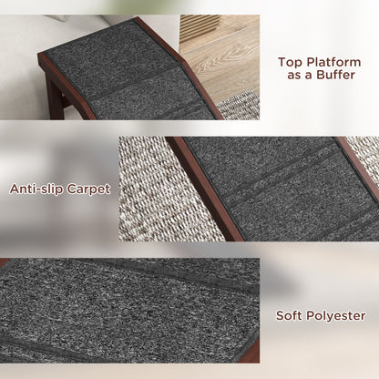 Pet Ramp for Dogs Cats Non-Slip Carpet Top Platform - Brown & Grey