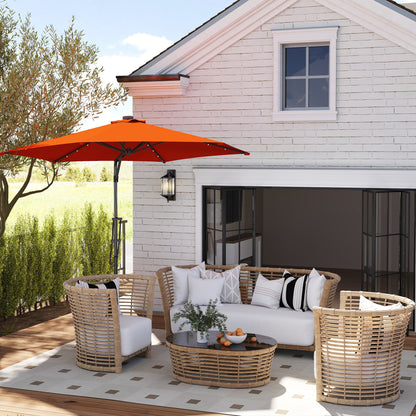 3(m) Cantilever Garden Parasol Umbrella W/ Solar LED Orange