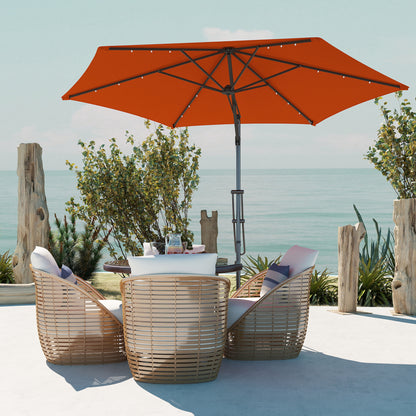 3(m) Cantilever Garden Parasol Umbrella W/ Solar LED Orange