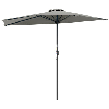 2.7m Metal Frame Garden Furniture Parasol Half Round Umbrella Grey