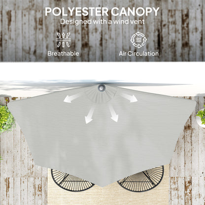 2.7m Metal Frame Garden Furniture Parasol Half Round Umbrella Grey