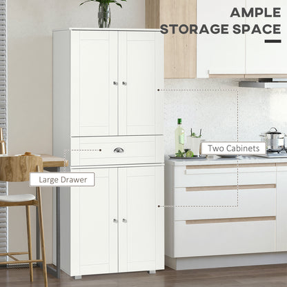 Tall Kitchen Storage Cabinet Cupboard w/ Drawer for Dining Room White