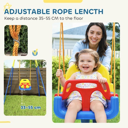 3 in 1 Toddler Swing Set, Folding Child Swing Set for Kids, Blue