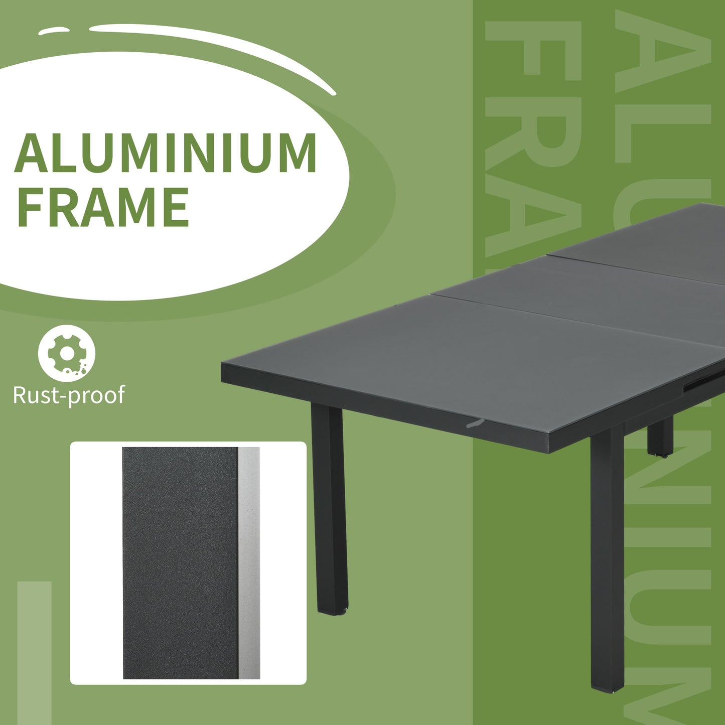 Extending Garden Table Outdoor for 6-8 People, Aluminium Frame