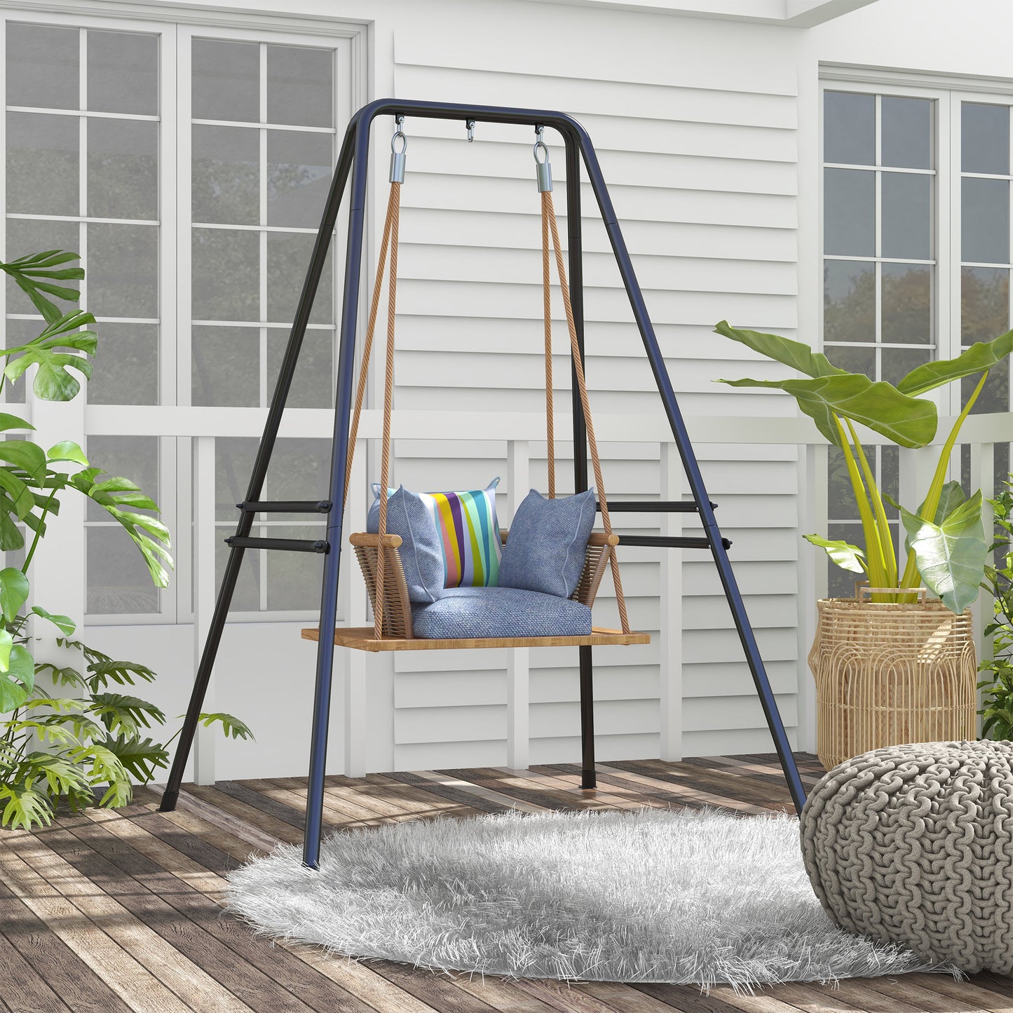 Hammock Chair Stand Metal Frame Hammock Stand Only, Black