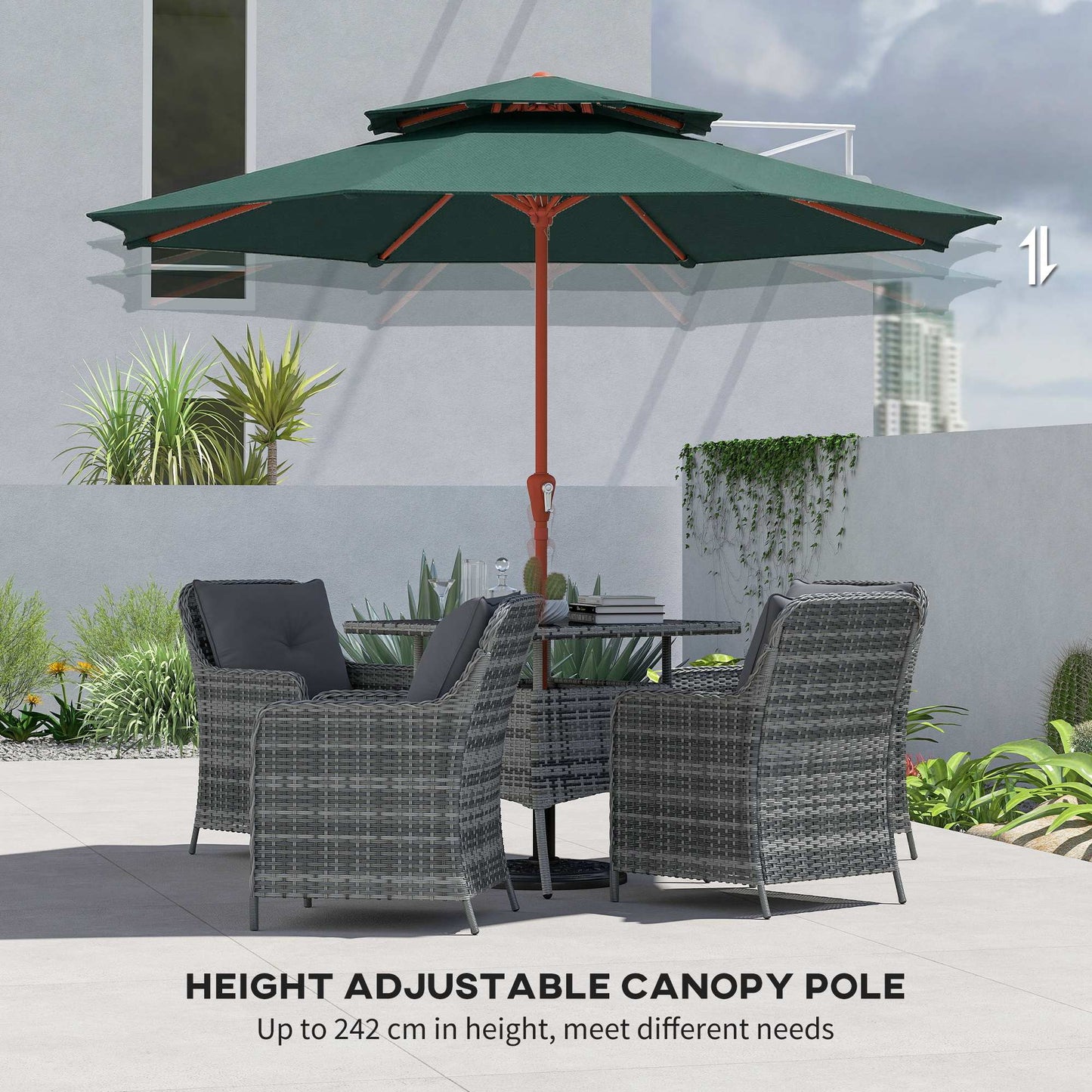 2.7 m Garden Parasol with Double Top, Green