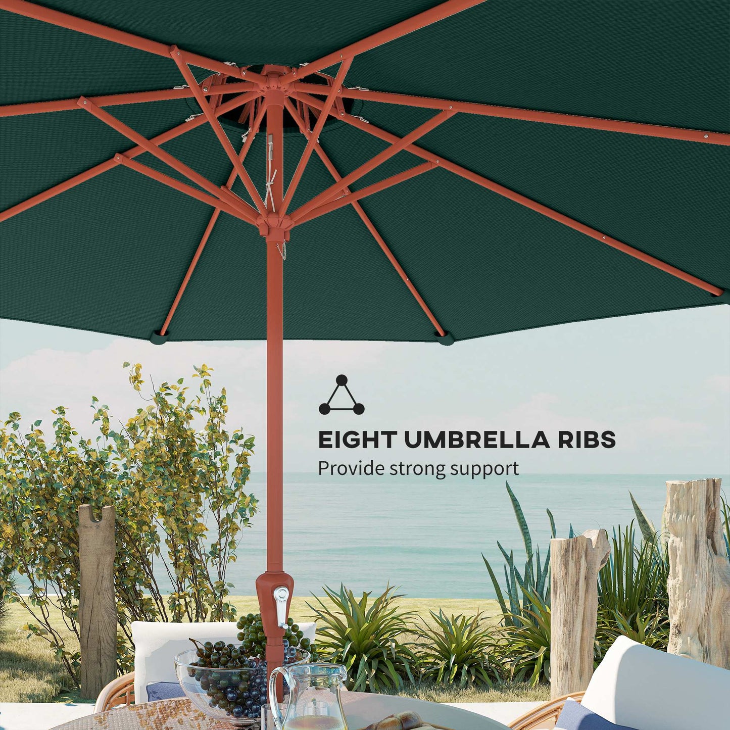 2.7 m Garden Parasol with Double Top, Green