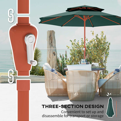 2.7 m Garden Parasol with Double Top, Green