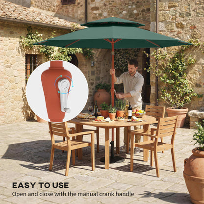 2.7 m Garden Parasol with Double Top, Green