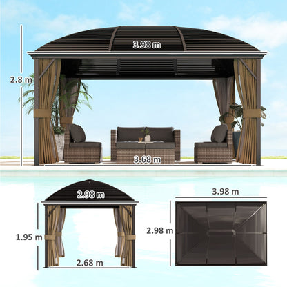 3 x 4m Hardtop Gazebo Aluminium Garden Pavilion Brown