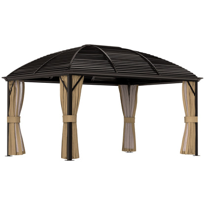 3 x 4m Hardtop Gazebo Aluminium Garden Pavilion Brown