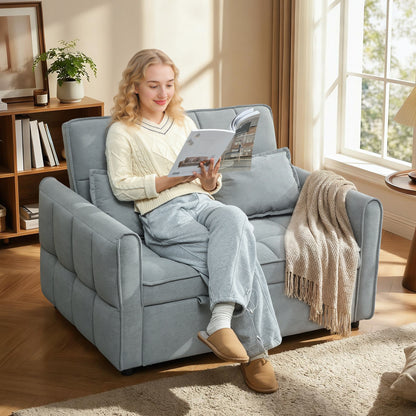 2 Seater Sofa Bed, 3-in-1 Sleeper Sofa with Adjustable Backrest