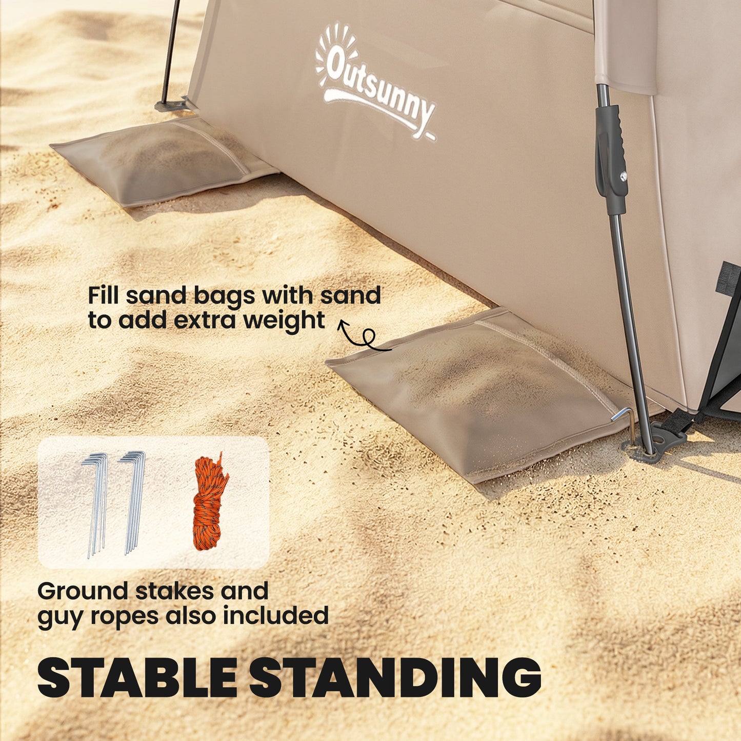 Pop Up Beach Tent for 2-3 Person with Carry Bag, UPF15+, Brown