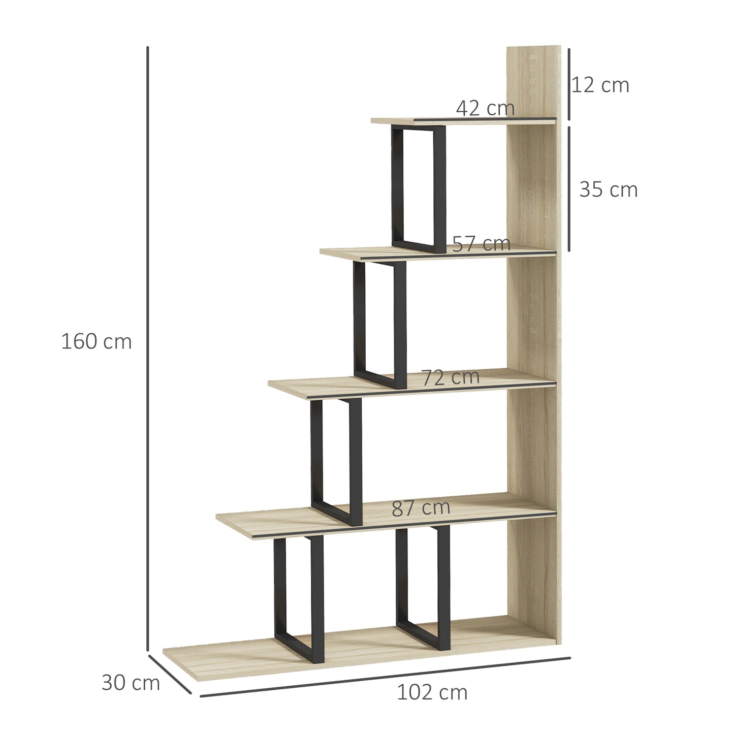 5-Tier Ladder Shelf Display Plant Stand Home Office Ladder Oak