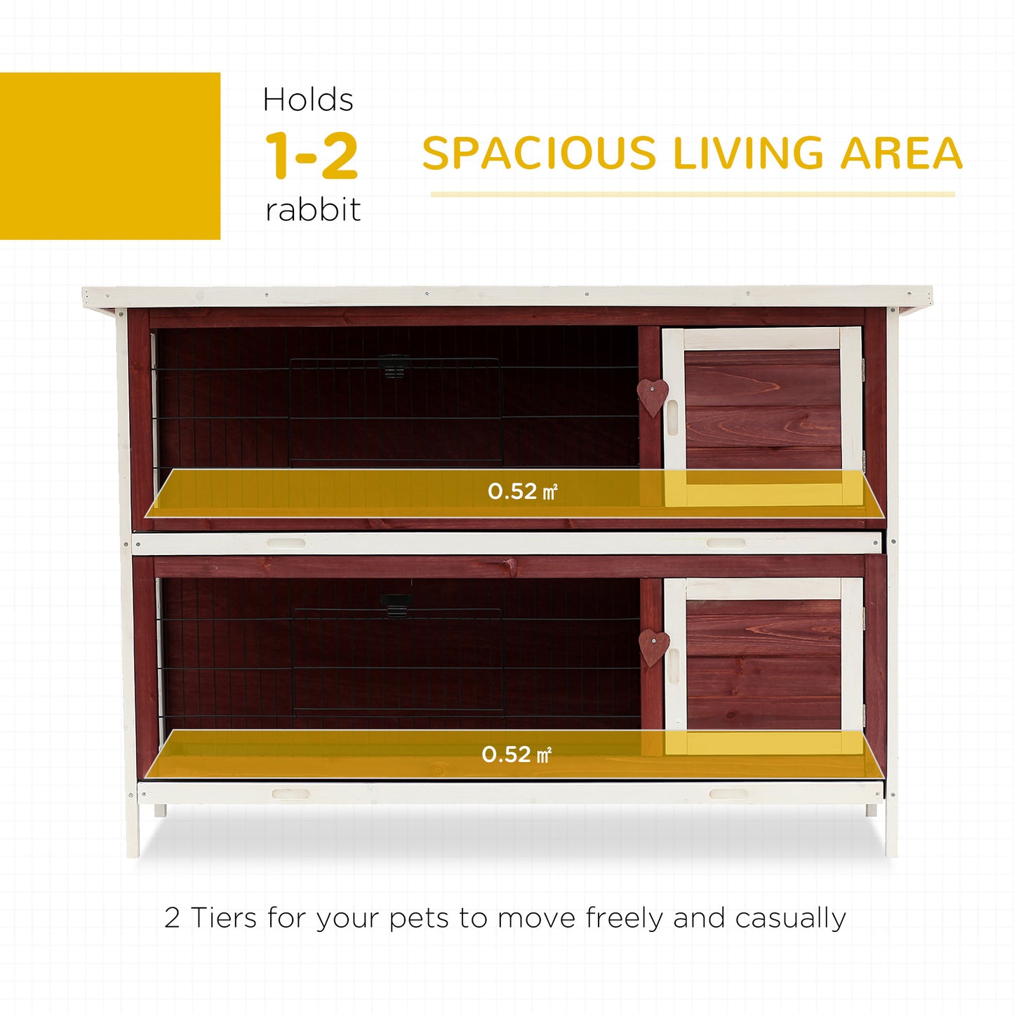 2 Tier Wooden Rabbit Hutch Guinea Pigs Hutch Small Pet Animal Ferret Bunny House Cage for Indoor and Outdoor 136.4x50x93cm