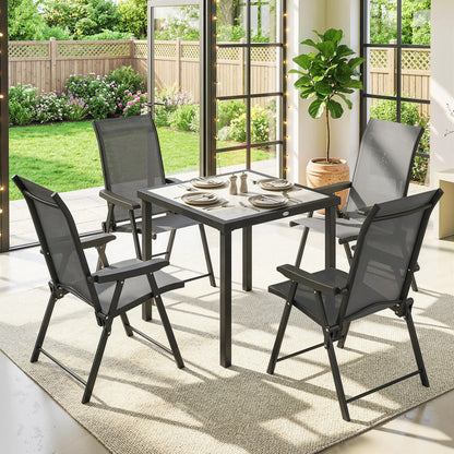 5 Pieces Outdoor Dining Set, Garden Dining Set for 4, Grey