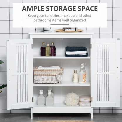 Modern Bathroom Cabinet, Freestanding Floor Cabinet with Storage, White