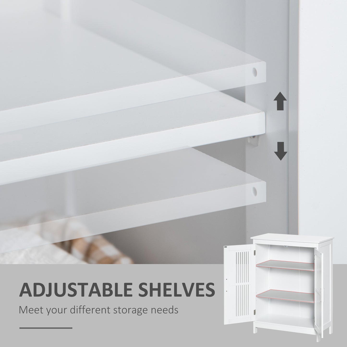Modern Bathroom Cabinet, Freestanding Floor Cabinet with Storage, White