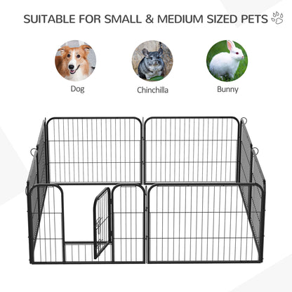 Heavy Duty Dog Pet Puppy Metal Playpen Play Pen Rabbit Pig Hutch Run Enclosure Foldable Black 80 x 60 cm (Small)