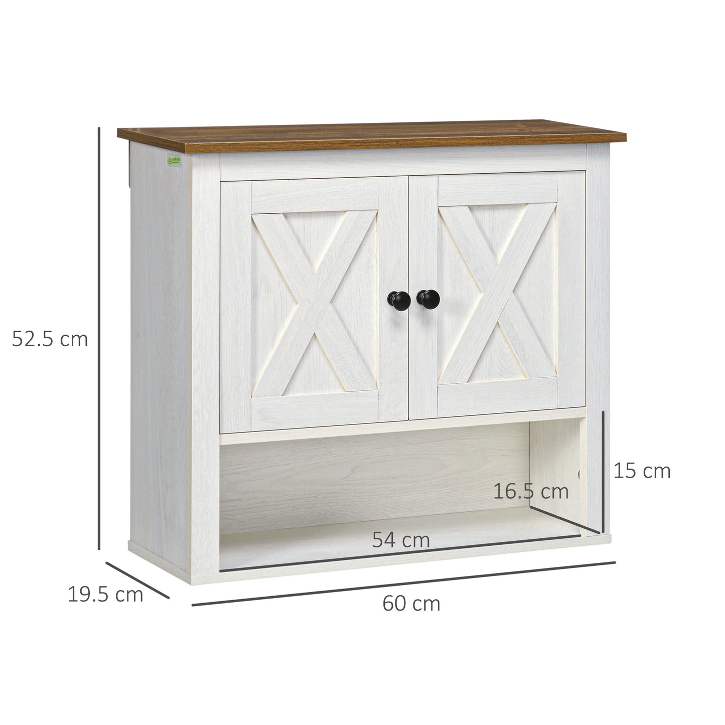 Farmhouse Bathroom Wall Cabinet with Shelves, Ash Wood-Effect