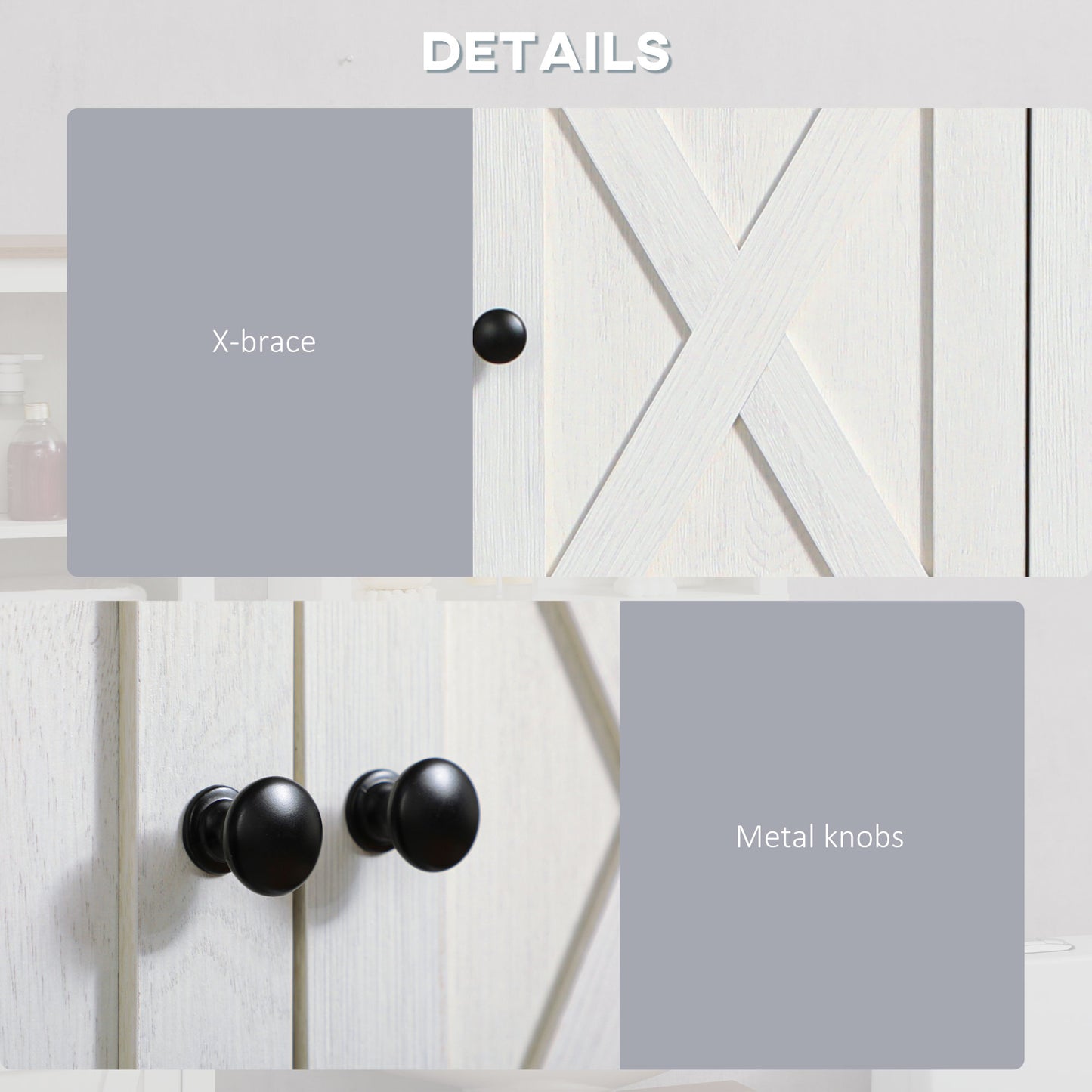 Farmhouse Bathroom Wall Cabinet with Shelves, Ash Wood-Effect