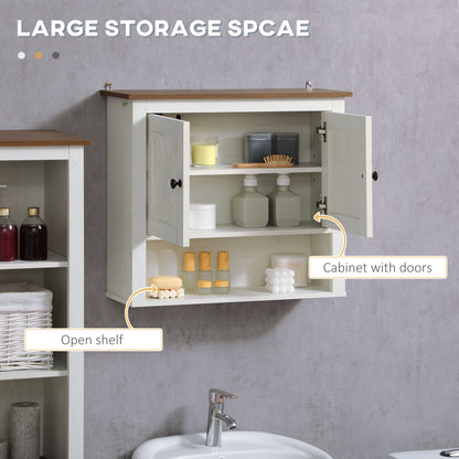 Farmhouse Bathroom Wall Cabinet with Shelves, Ash Wood-Effect