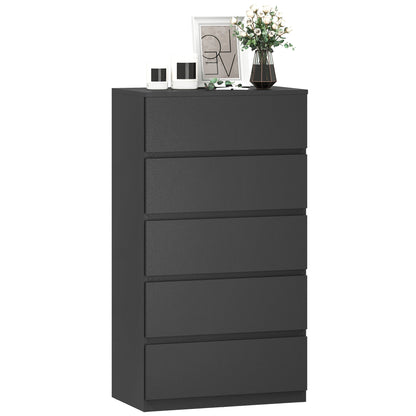Bedroom Chest of Drawers, 5 Drawers Dresser, Drawer Unit, Black