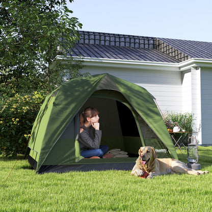 3-4 Person Camping Tent, Waterproof Tent, Olive Green and Grey